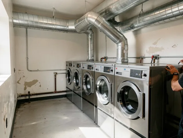 Grand Terrace Dryer Vent Cleaning team performing large-scale commercial dryer vent cleaning in Grand Terrace