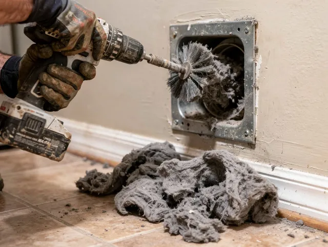 Certified Grand Terrace Dryer Vent Cleaning technician performing dryer vent cleaning in Grand Terrace