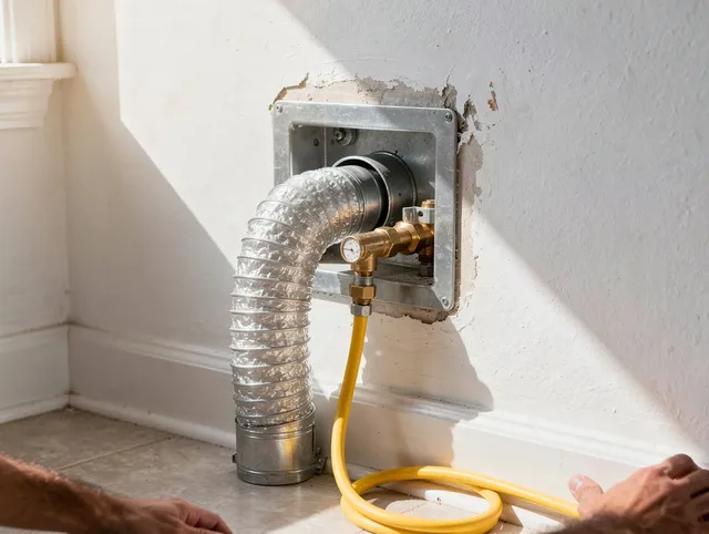 Grand Terrace Dryer Vent Cleaning certified technician performing specialized gas dryer vent cleaning in Grand Terrace